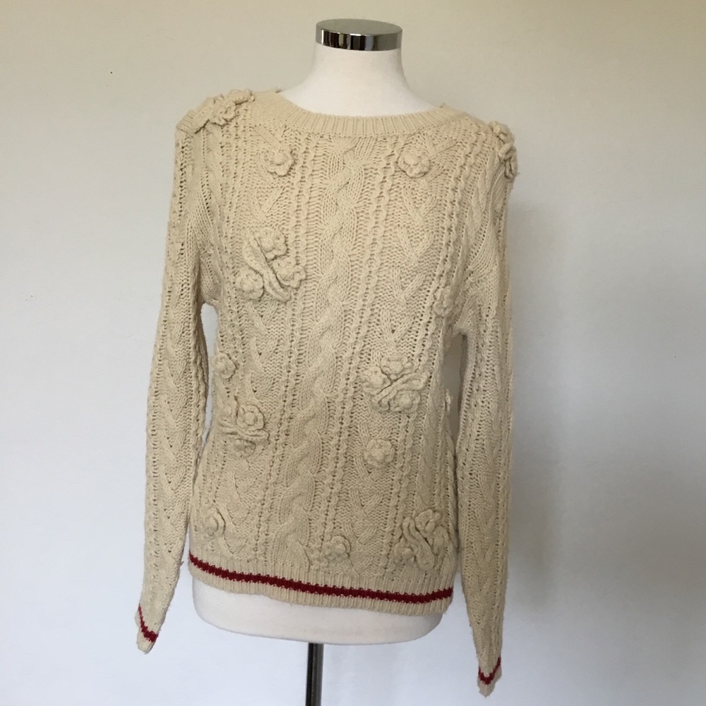 POL Cable Knit Floral Sweater - Size Small